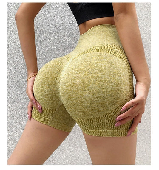 Smiling Face Honey Hip Shorts Womens High Waist Quick Dry Seamless Tight Short Fitness Pants Sports Yoga Pants