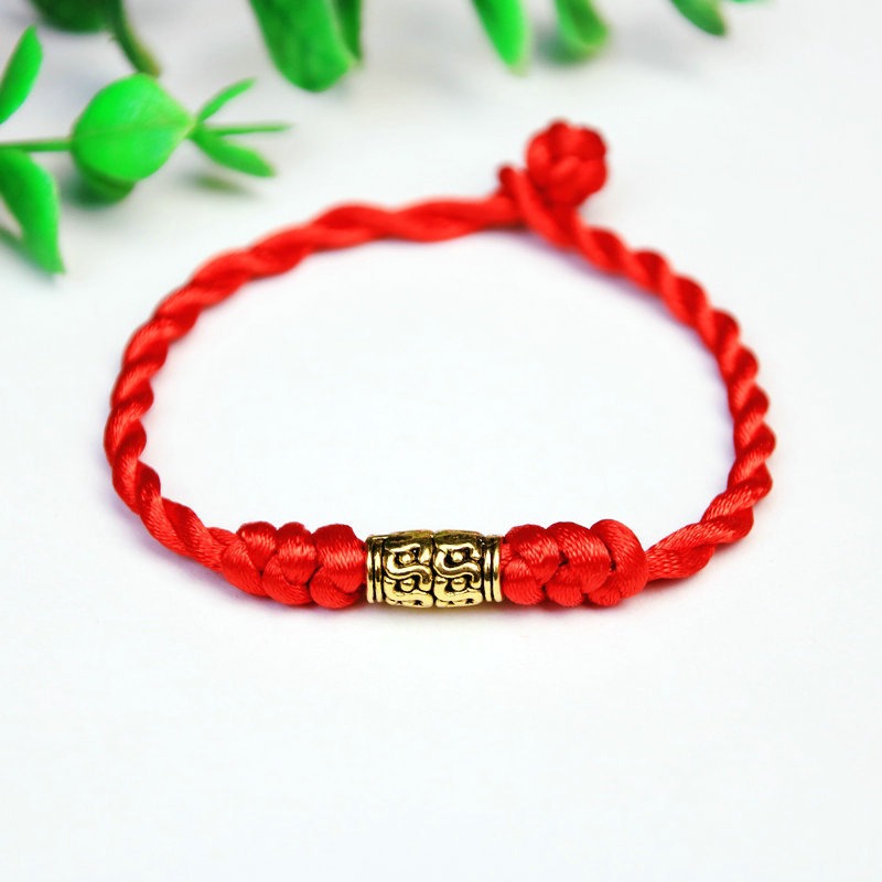 Handwoven Bunbun Red Rope Bracelet Copper Coin Bracelet