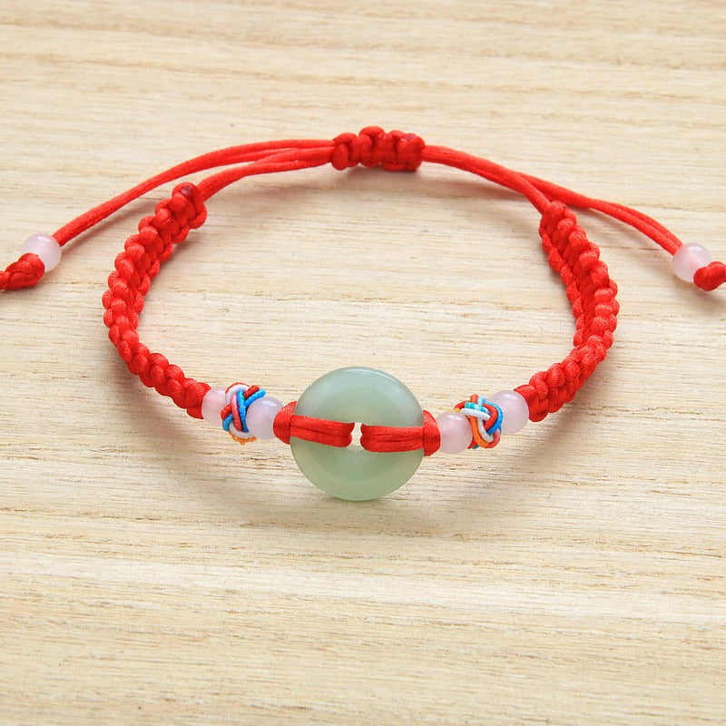 Handwoven Bunbun Red Rope Bracelet Copper Coin Bracelet