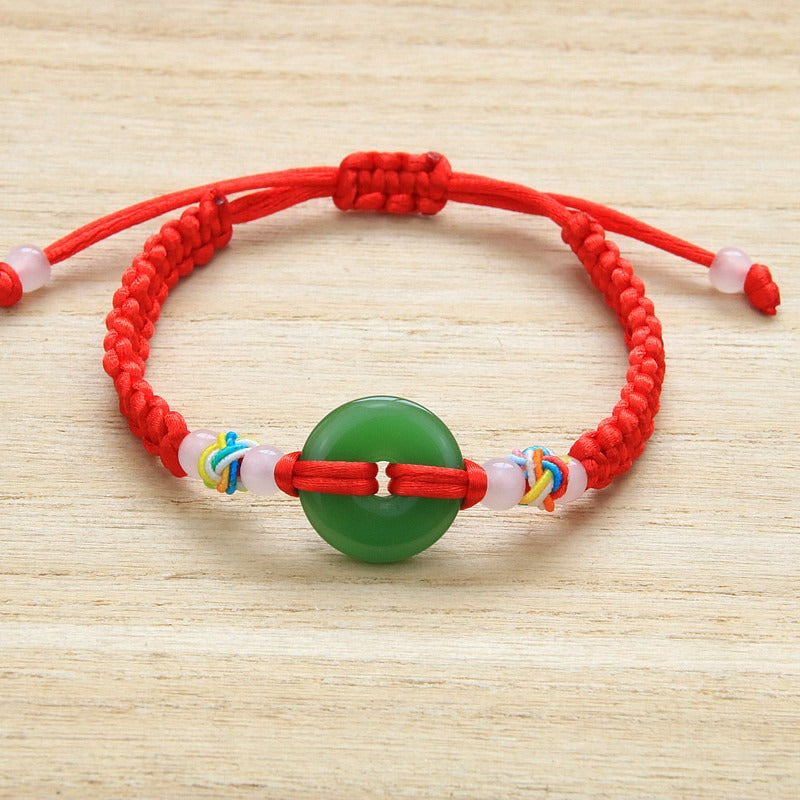 Handwoven Bunbun Red Rope Bracelet Copper Coin Bracelet