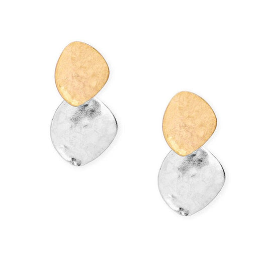 Worn Gold Silver Plating Color Two-tone Earrings For Women Irregular Metal Drop Post Studs Fashion Vintage New Designs