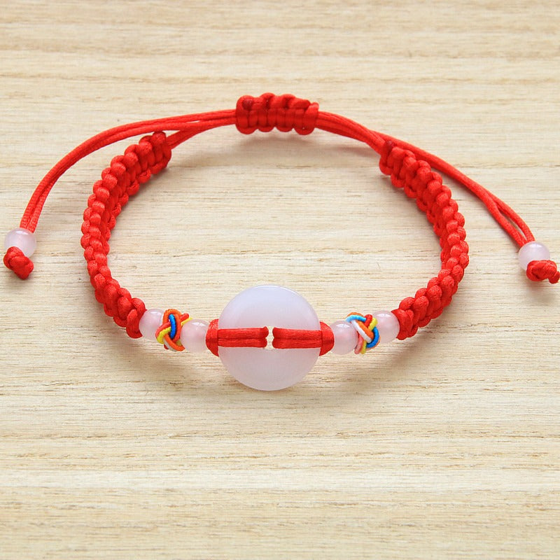 Handwoven Bunbun Red Rope Bracelet Copper Coin Bracelet